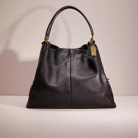 Coach Madison Leather Phoebe Shoulder Hobo Slouchy Bag Black Pebbled EUC - Picture 1 of 16